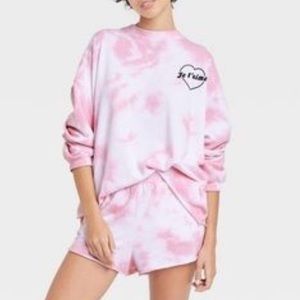 PJ Set, Pink Tie-dye, XS, Longsleeve Top & Shorts
